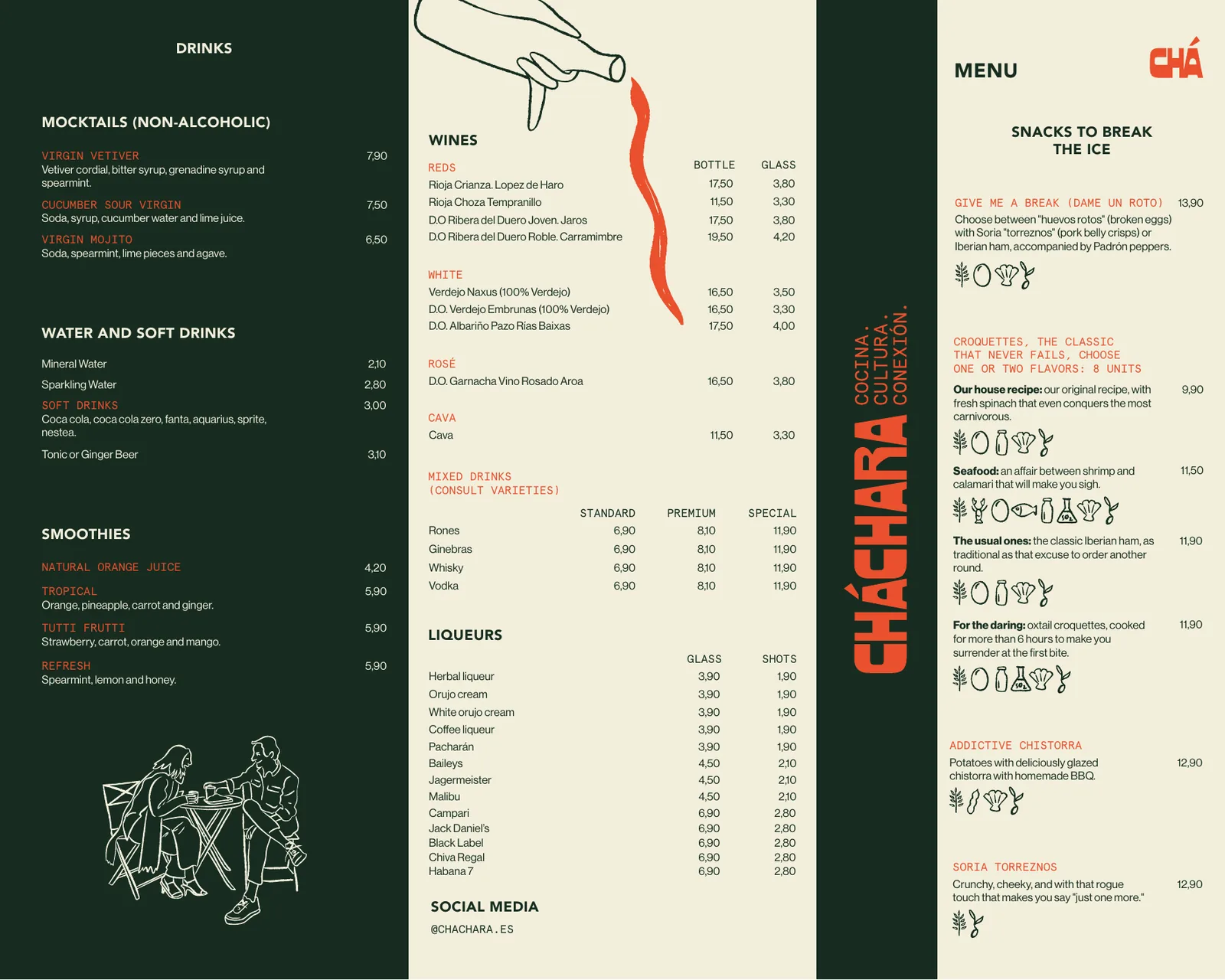 Cháchara menu, page 1