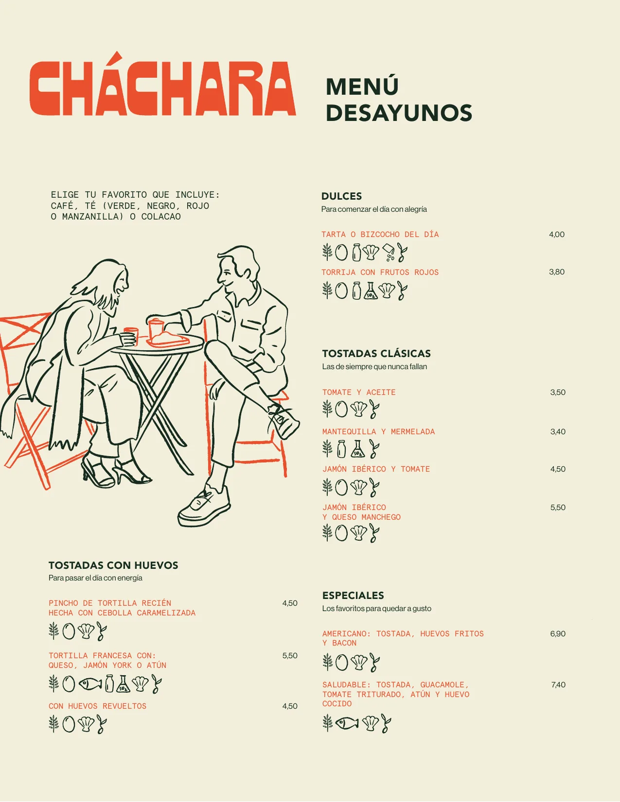 Menú de desayunos, página 1